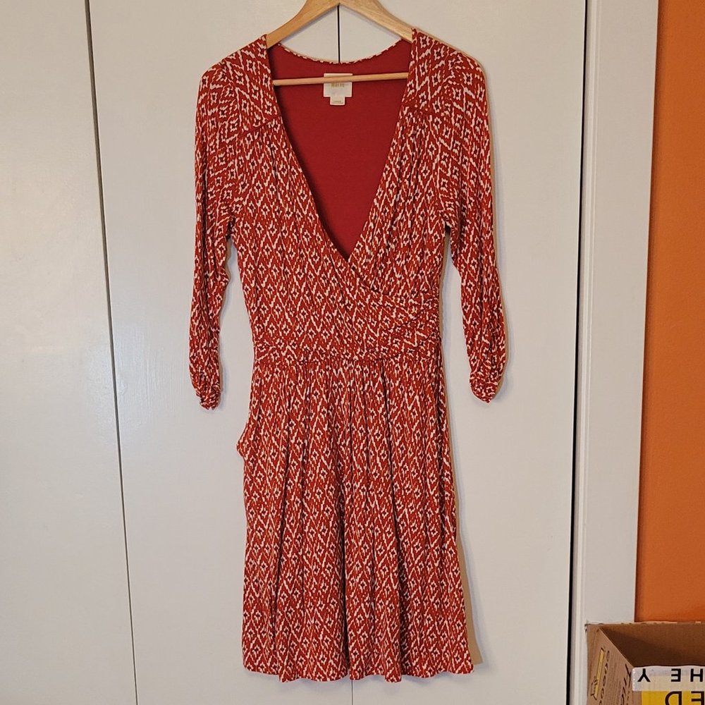 Anthropologie Maeve Ikat Faux Wrap Dress Medium